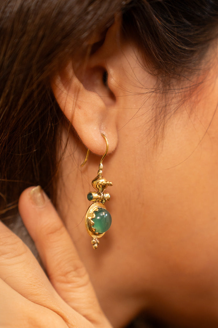 Boho Oasis Brass Baali With Green Onyx