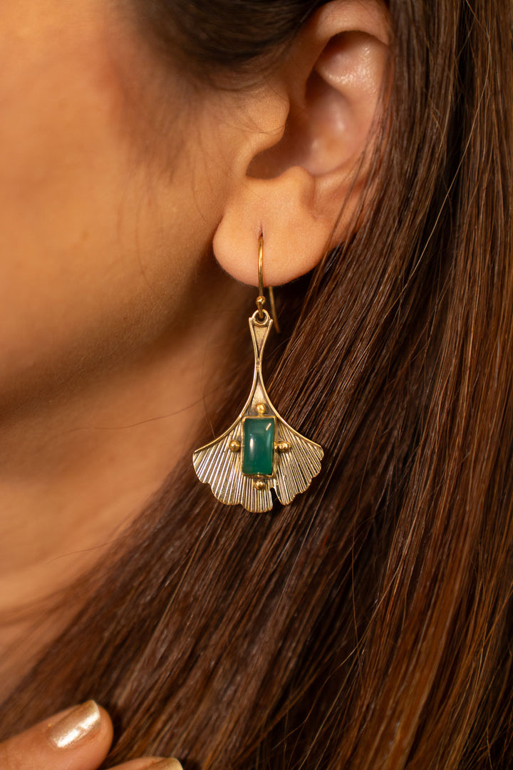 Vintage Sunrays Danglers with Green Onyx