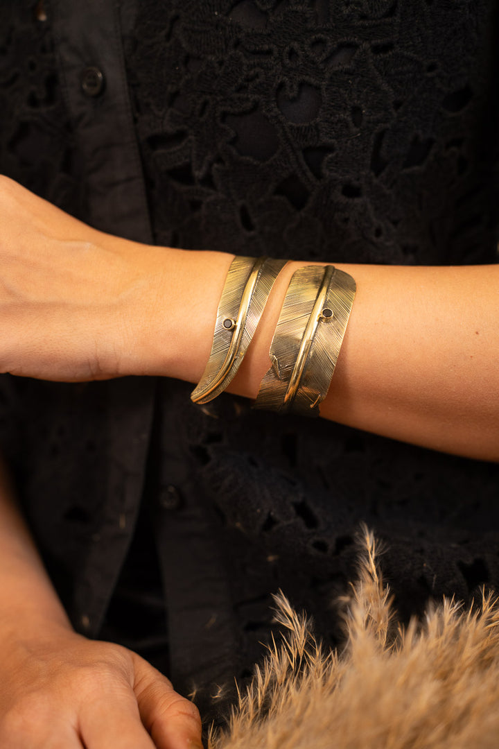 Tapered Feather Wrap Cuff- Wrist bangle and arm cuff