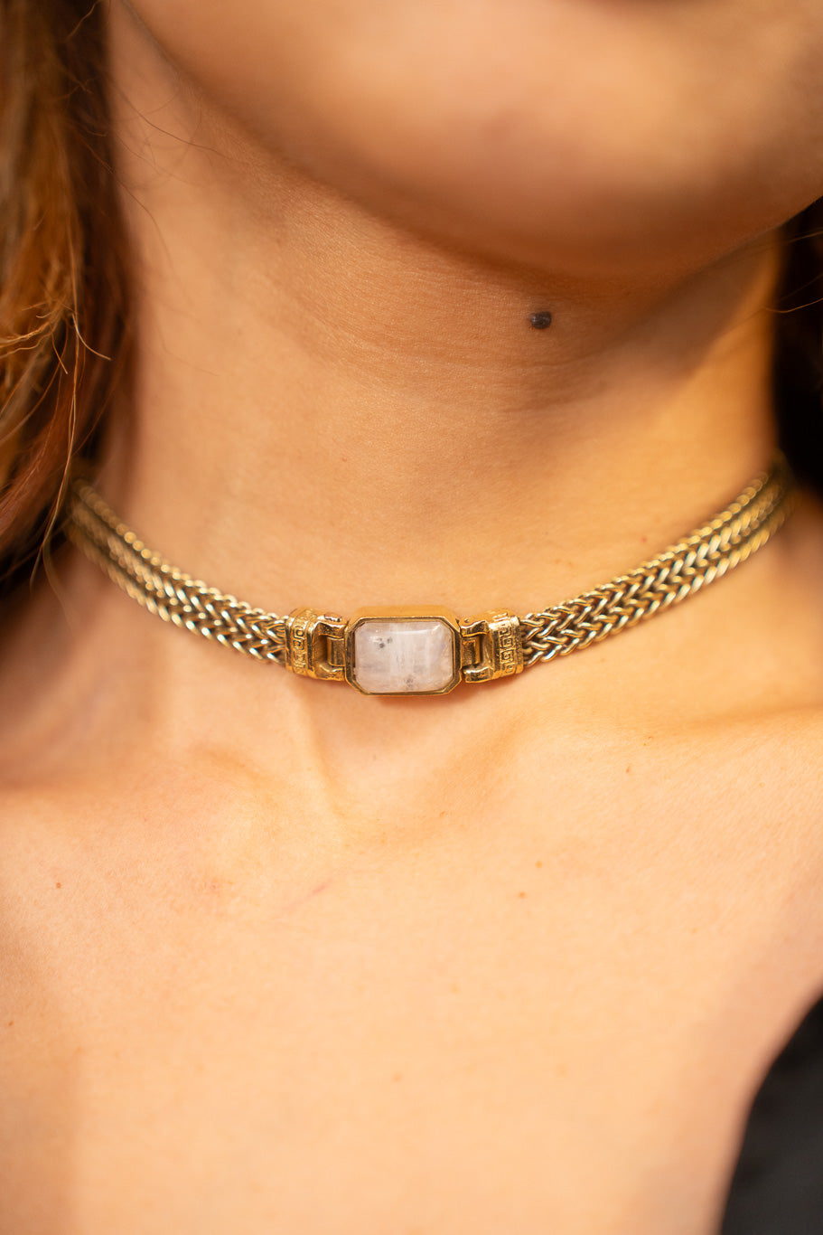 Braided Mesh Choker with Moonstone
