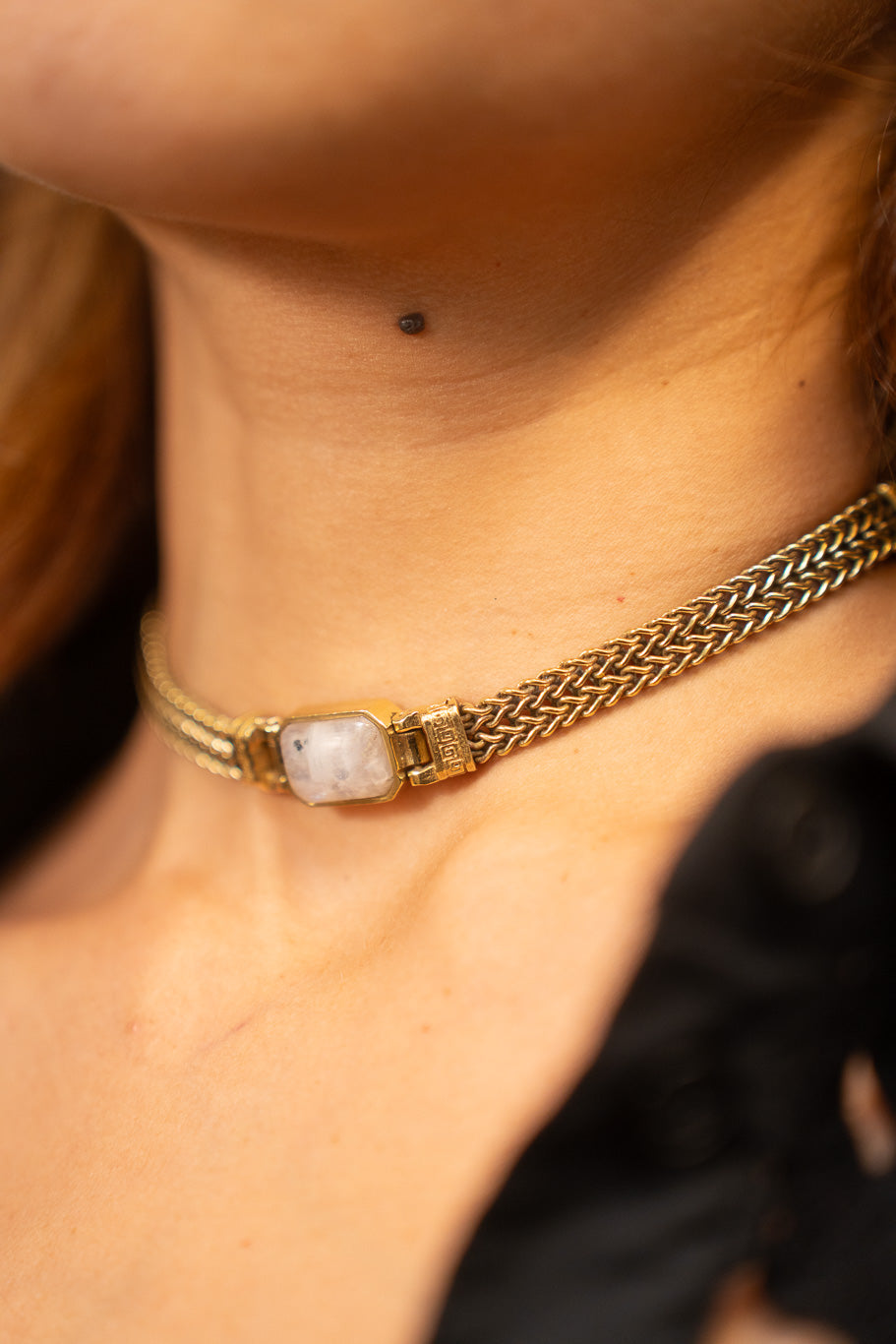 Braided Mesh Choker with Moonstone