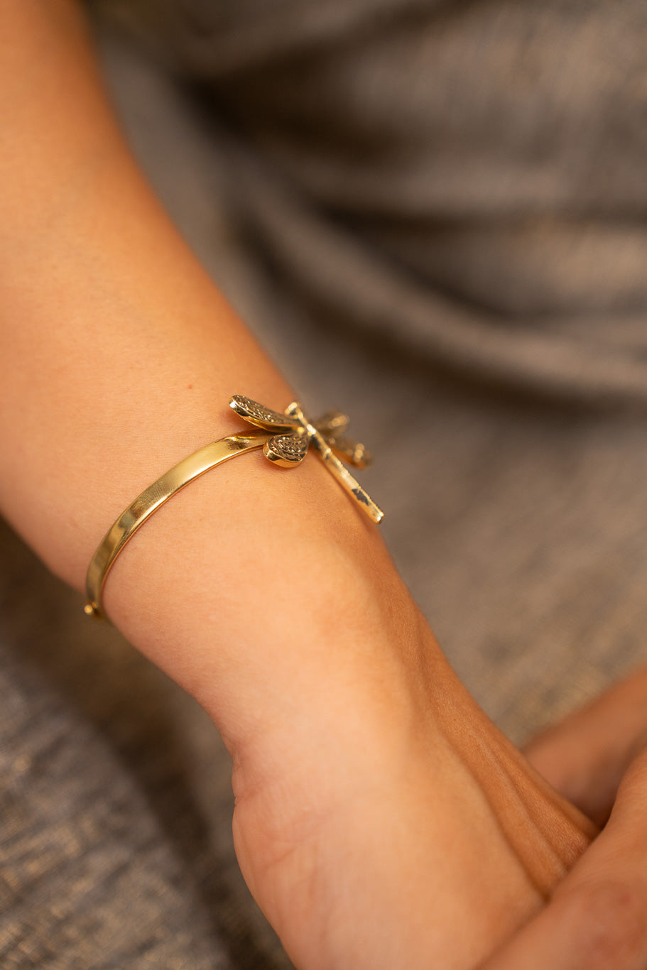 Garden Dragonfly Brass Bracelet