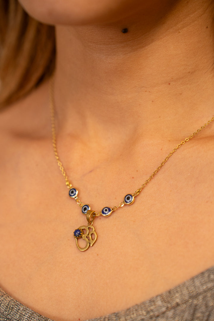 Sacred Lapis Om Nazar Battu Necklace