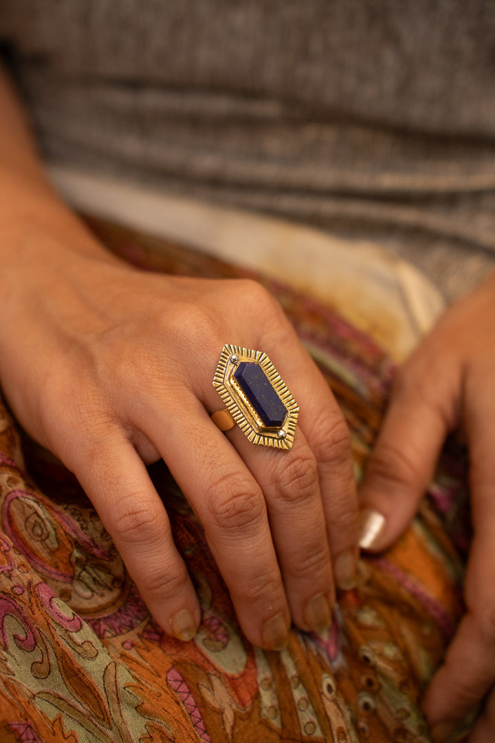 Lapis Lazuli Cocktail Ring (Non-adjustable.) Size 7-9