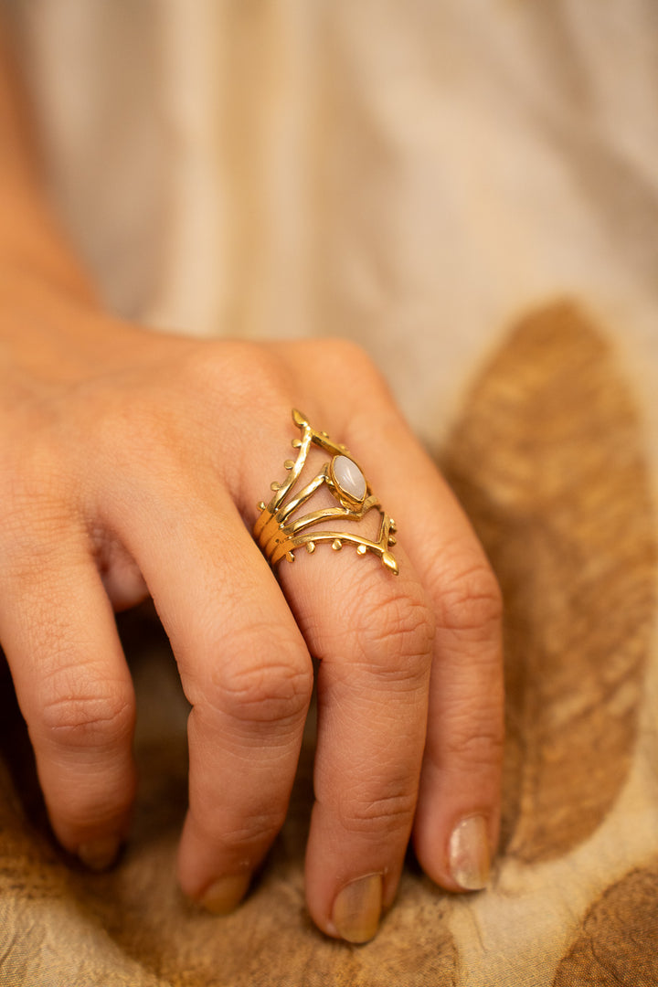 Crown Moonstone Ring. size 5-8 Non-adjustable