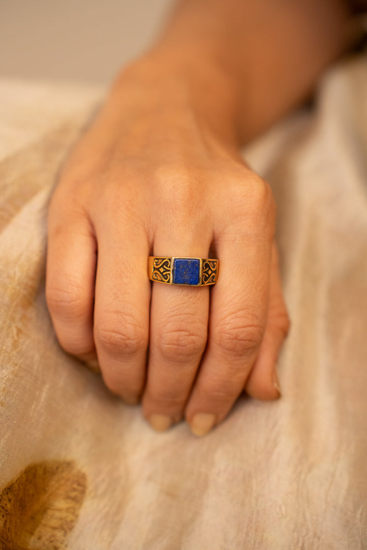 Lapis Signet Ring- ( Non-Adjustable) size 7-8