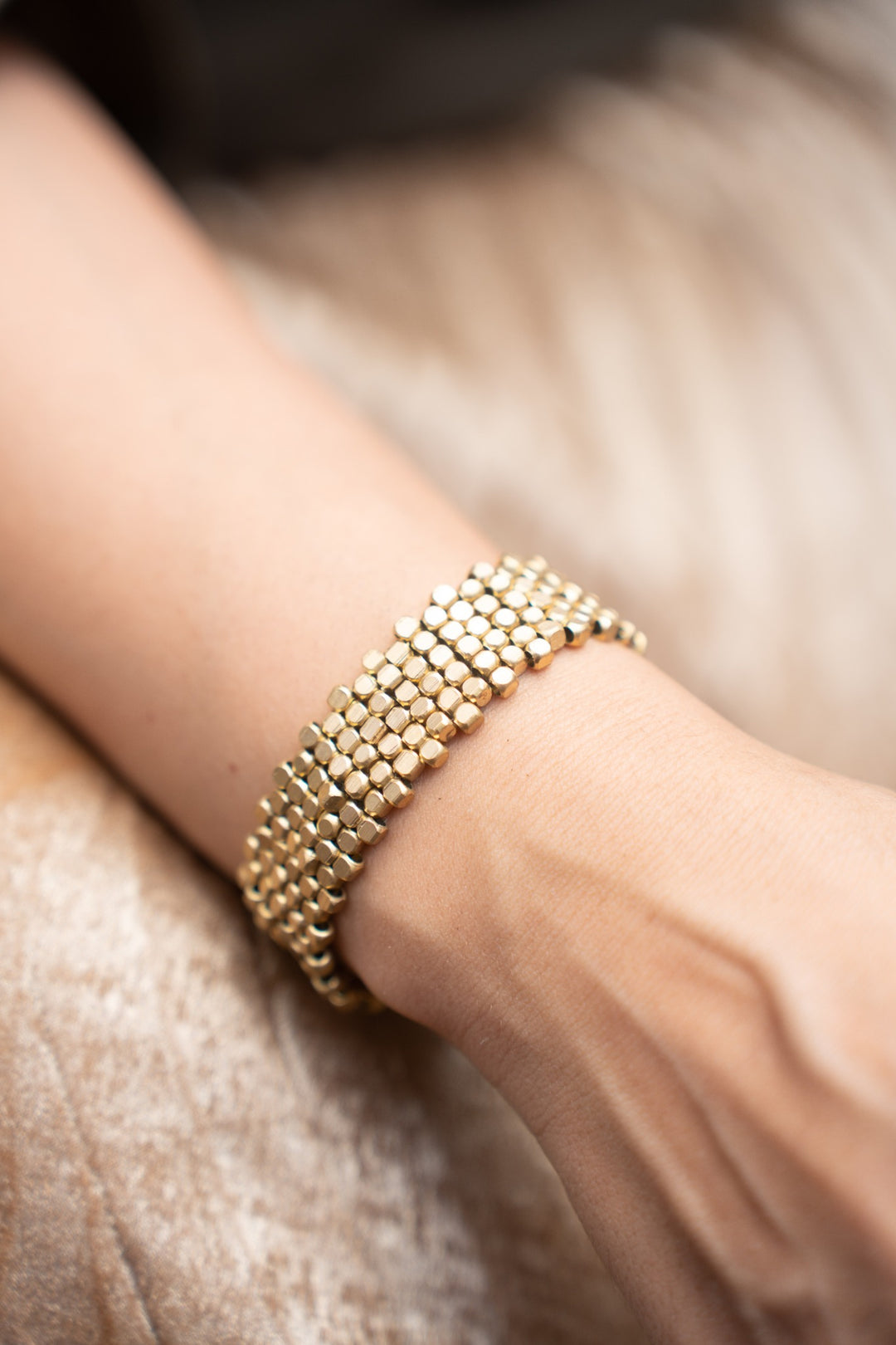 Brass beaded bracelet