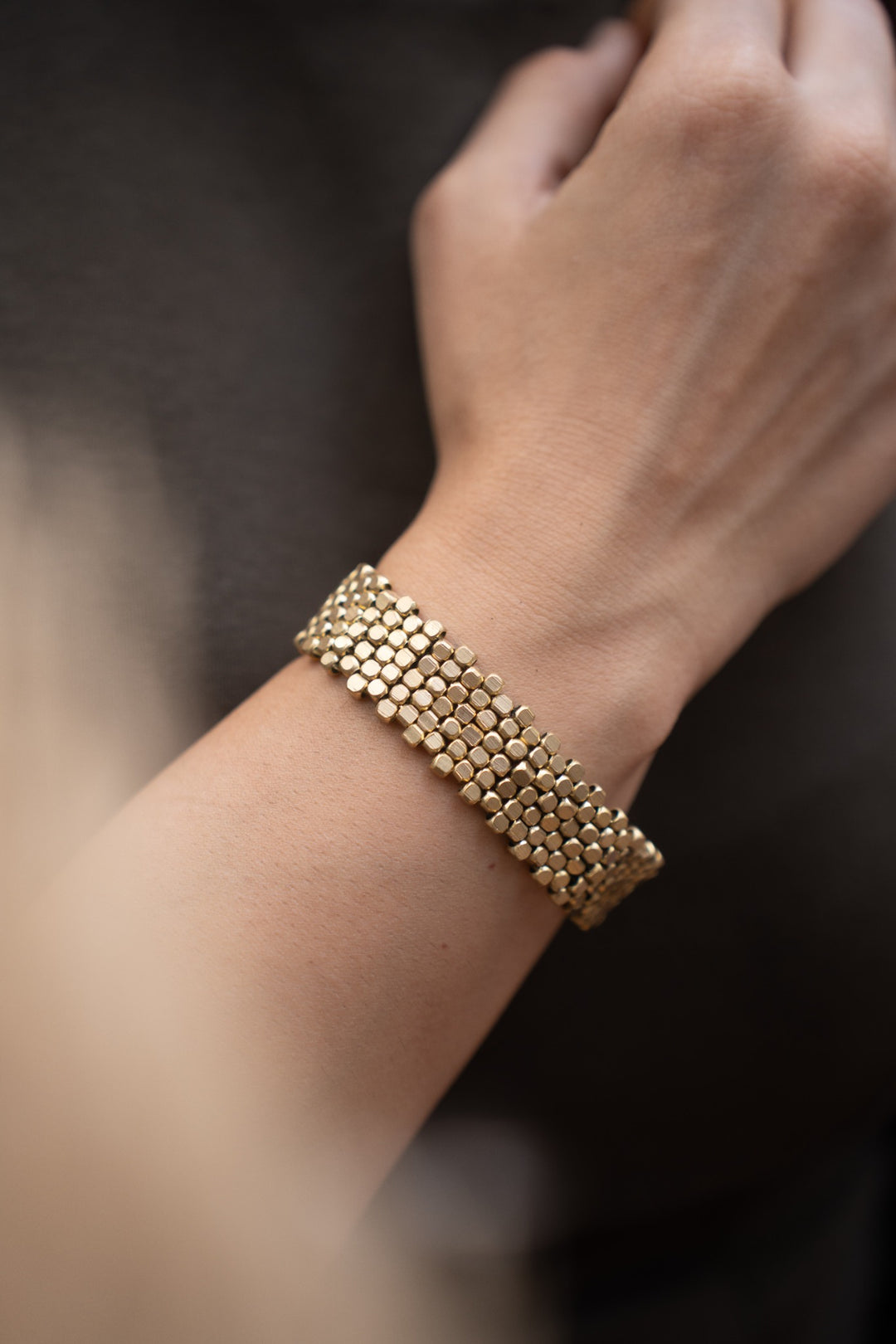 Brass beaded bracelet
