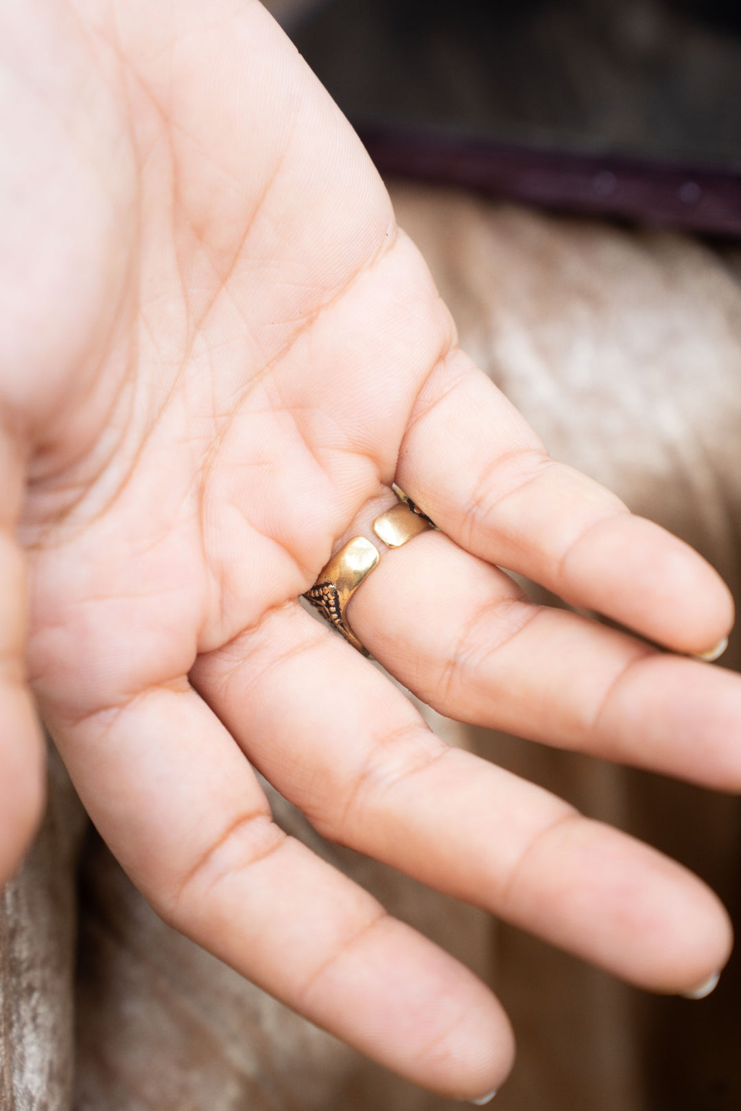 Celestial Lapis Signet Brass Ring| Size 5-7 Adjustable
