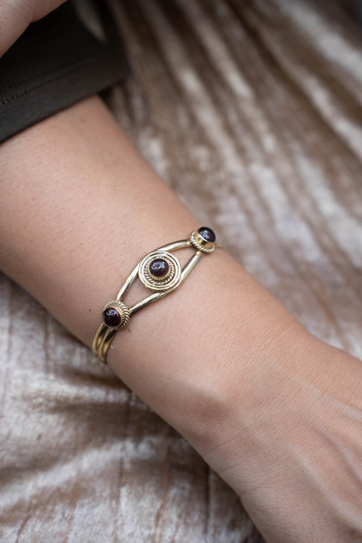 Garnet brass bangle