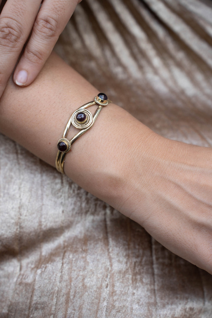 Garnet brass bangle
