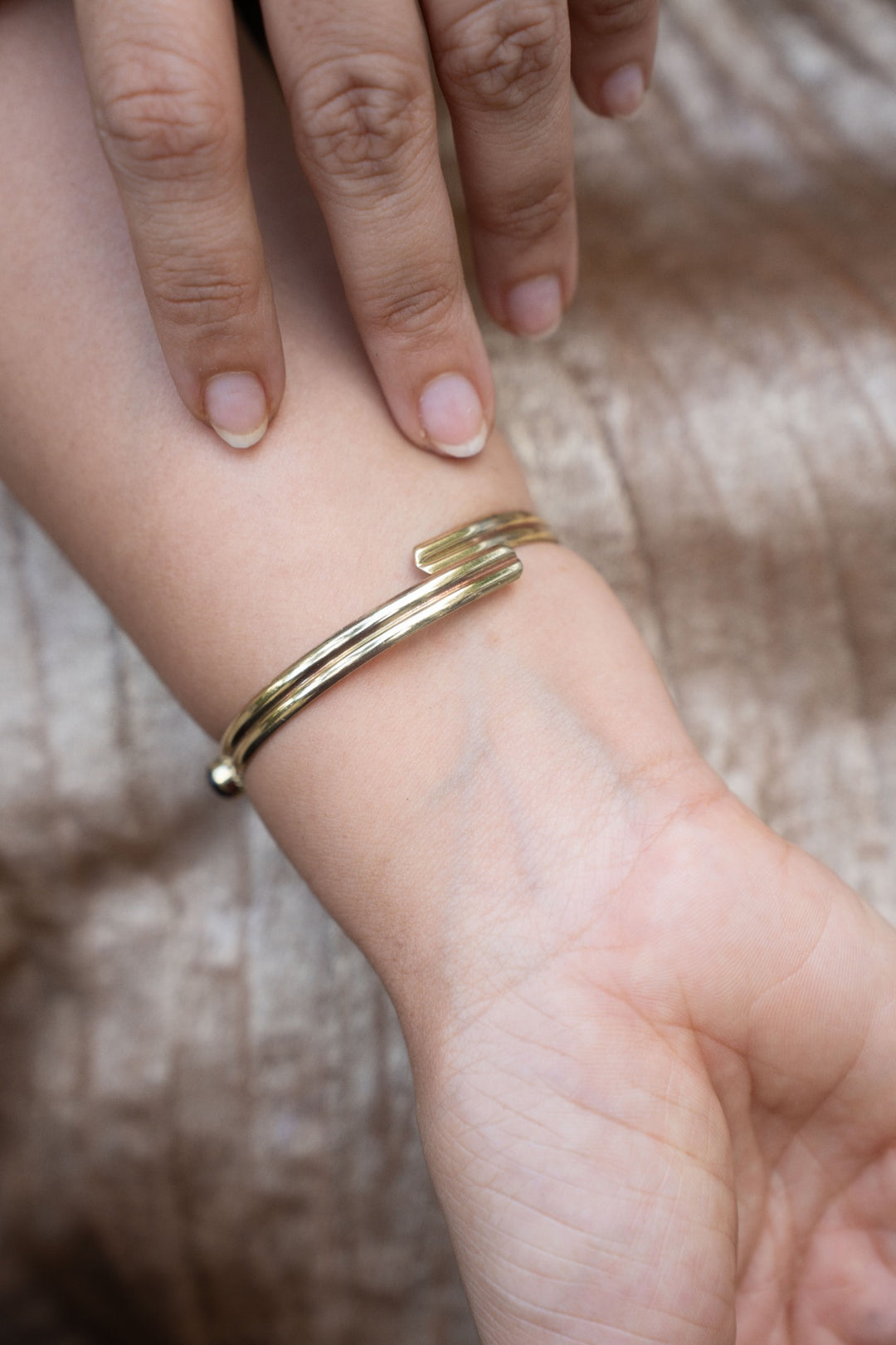 Garnet brass bangle