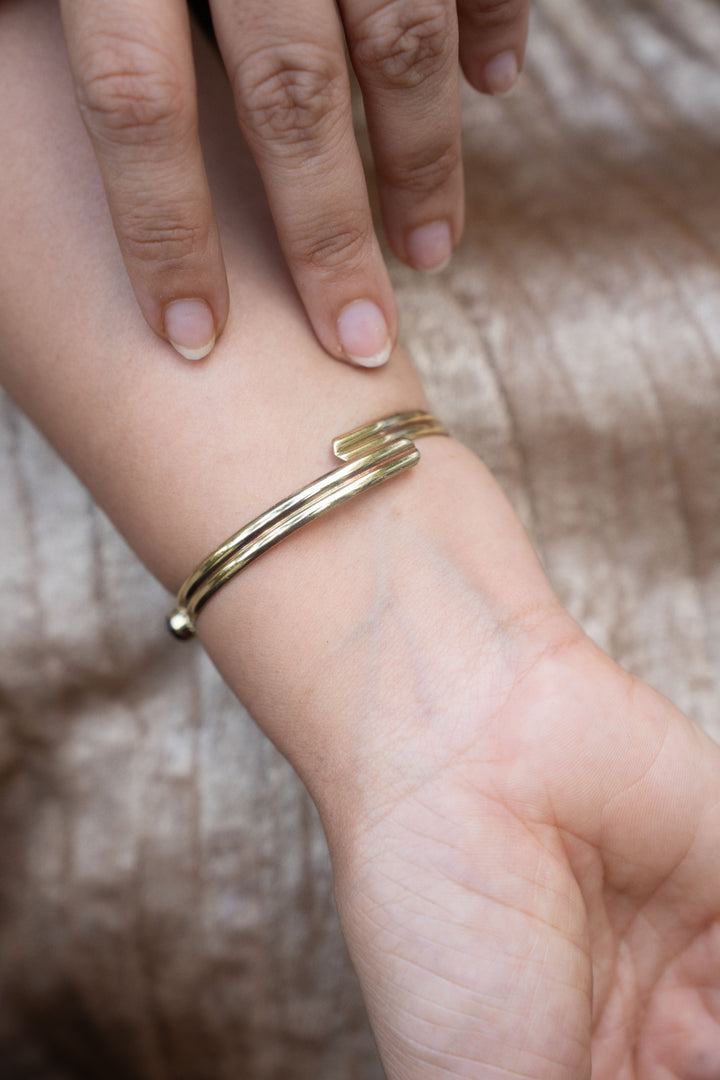 Garnet brass bangle