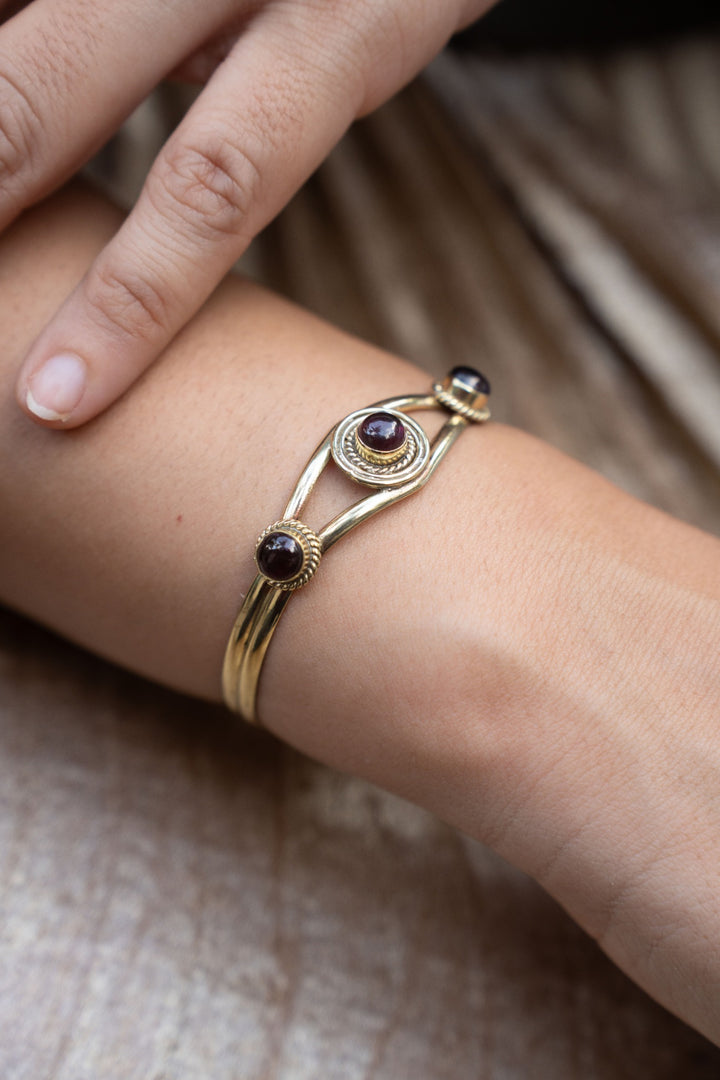 Garnet brass bangle