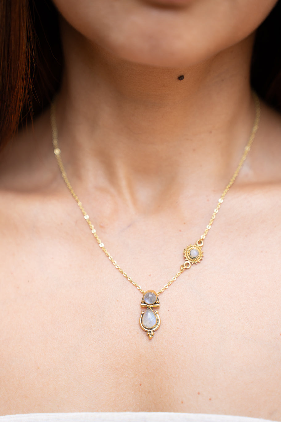 Moonstone double drop necklace