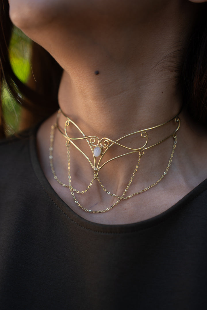 Ishra Moonstone halo- Hair Crown cum Choker