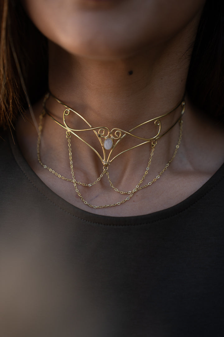 Ishra Moonstone halo- Hair Crown cum Choker