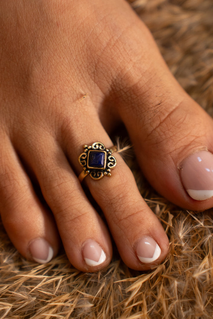 Lapis (pair of) Toe Ring cum Mid Ring. Adjustable