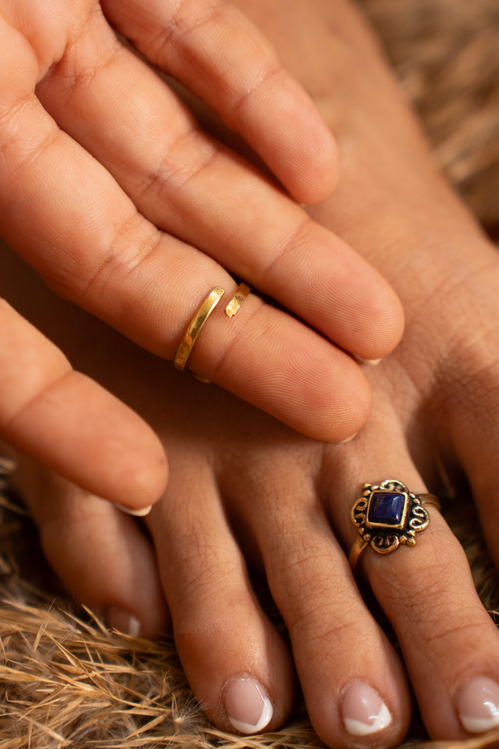 Lapis (pair of) Toe Ring cum Mid Ring. Adjustable