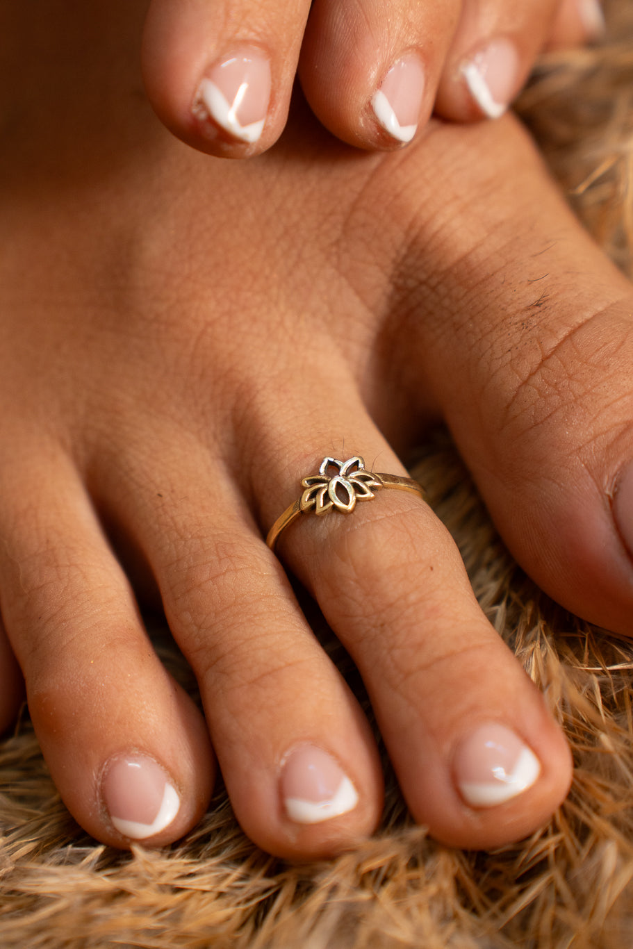 Lotus (pair of)Toe Rings cum Mid Rings-Adjustable fit.
