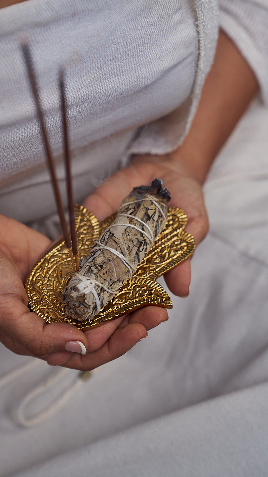 Hamsa tray and incense stick holder