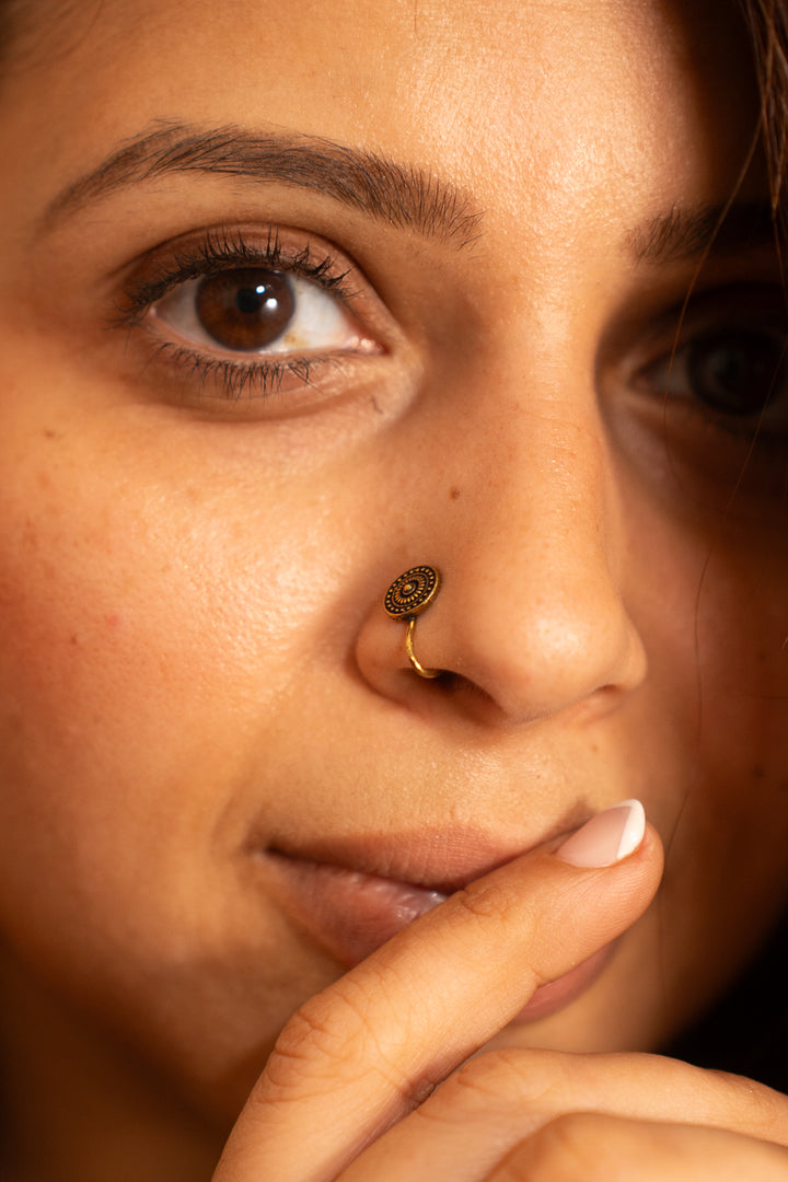 Tribal Disc Nose Pin- Press on