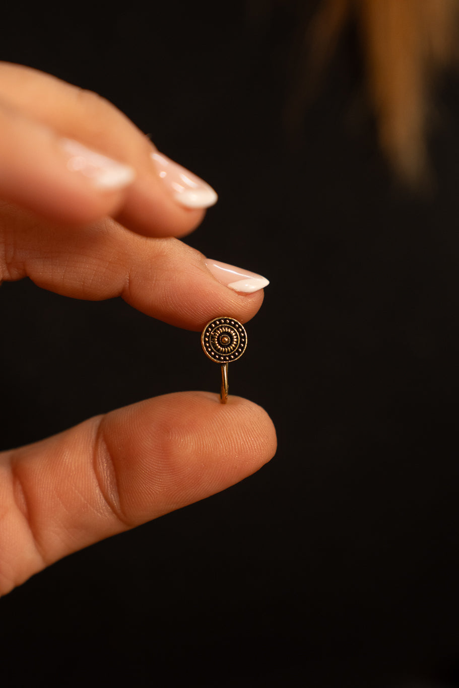 Tribal Disc Nose Pin- Press on