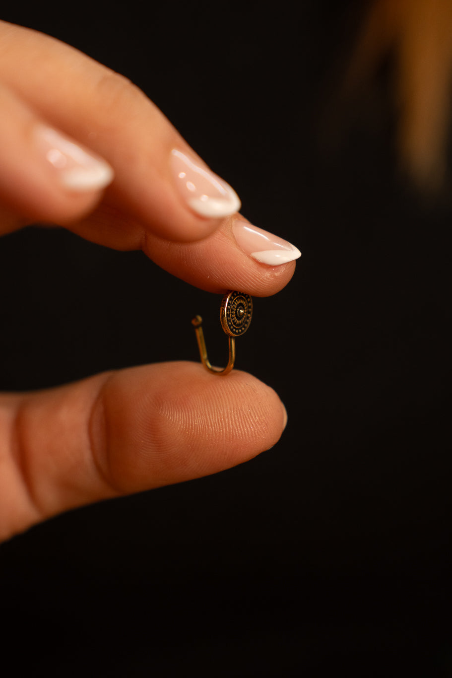 Tribal Disc Nose Pin- Press on