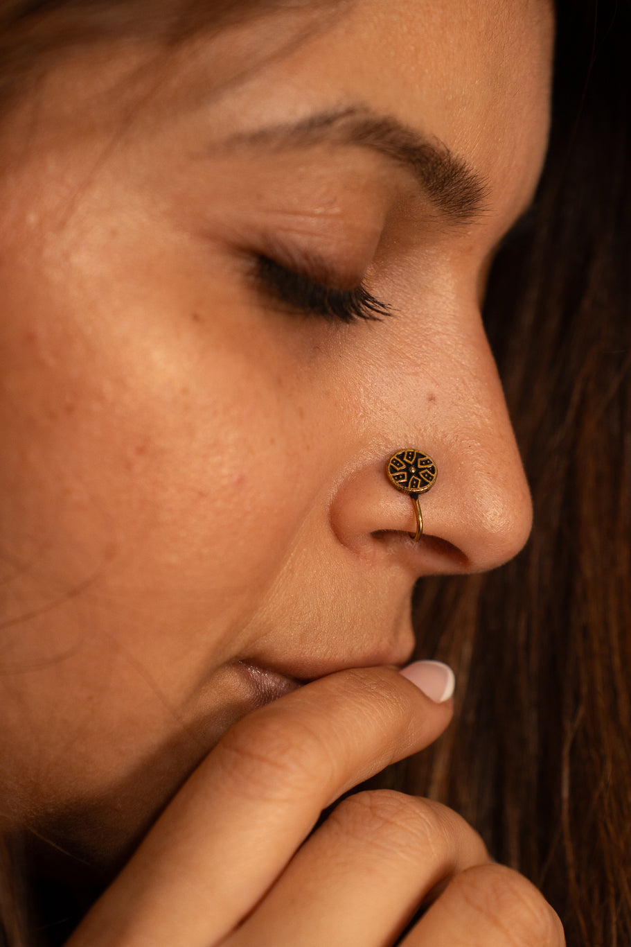 Aztec circle Nose Pin- Press on