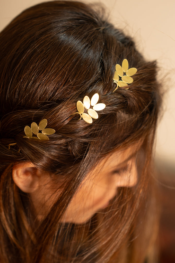 Bloom Brass Hair Pin Single piece