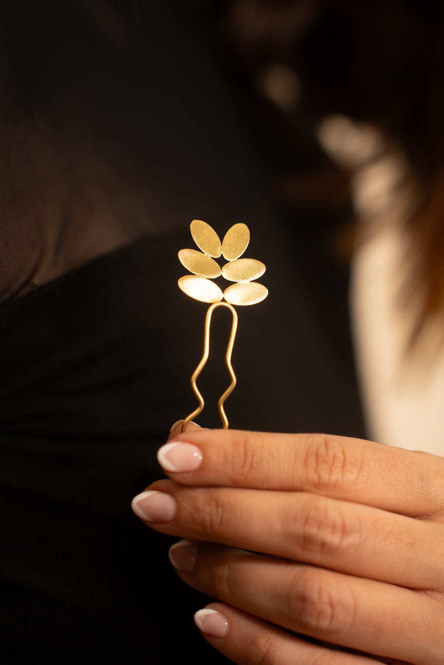 Bloom Brass Hair Pin Single piece