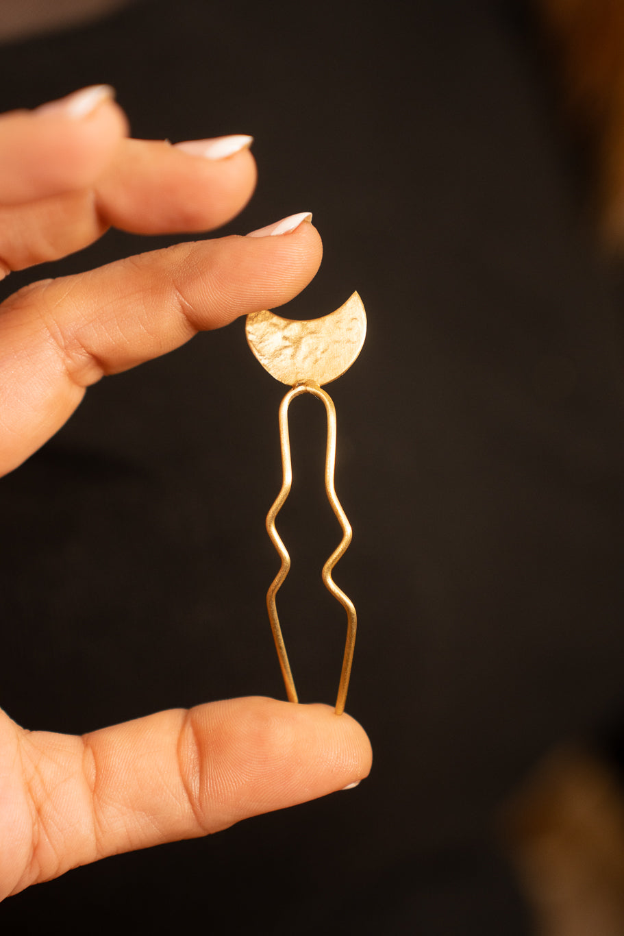 Moonlit Brass Hair Pin Single piece