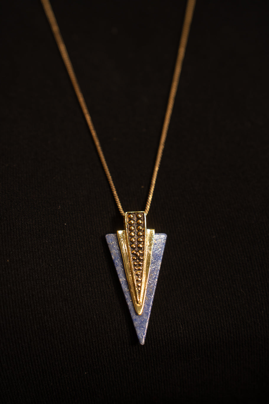 Sodalite Arrowhead Brass Necklace