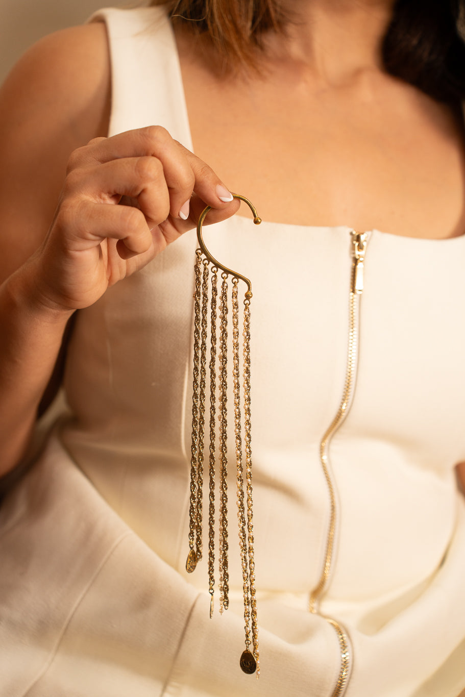 Cascade Brass Ear Cuff single piece