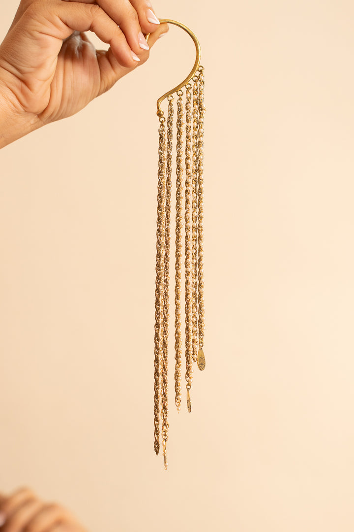 Cascade Brass Ear Cuff single piece