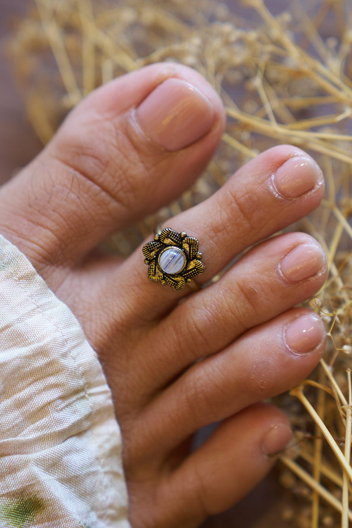 Tara Moonstone (pair of) Brass Toe Rings