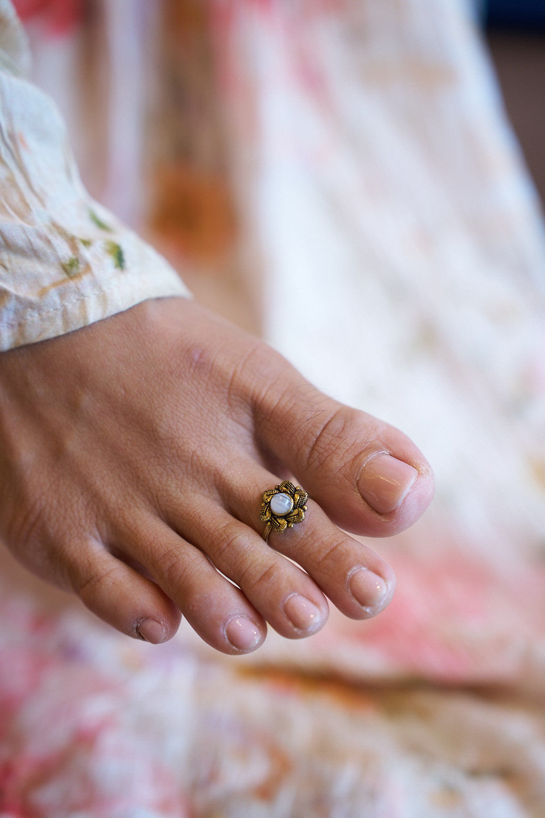 Tara Moonstone (pair of) Brass Toe Rings