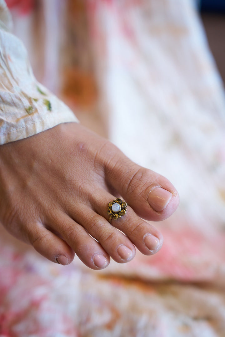 Tara Moonstone (pair of) Brass Toe Rings