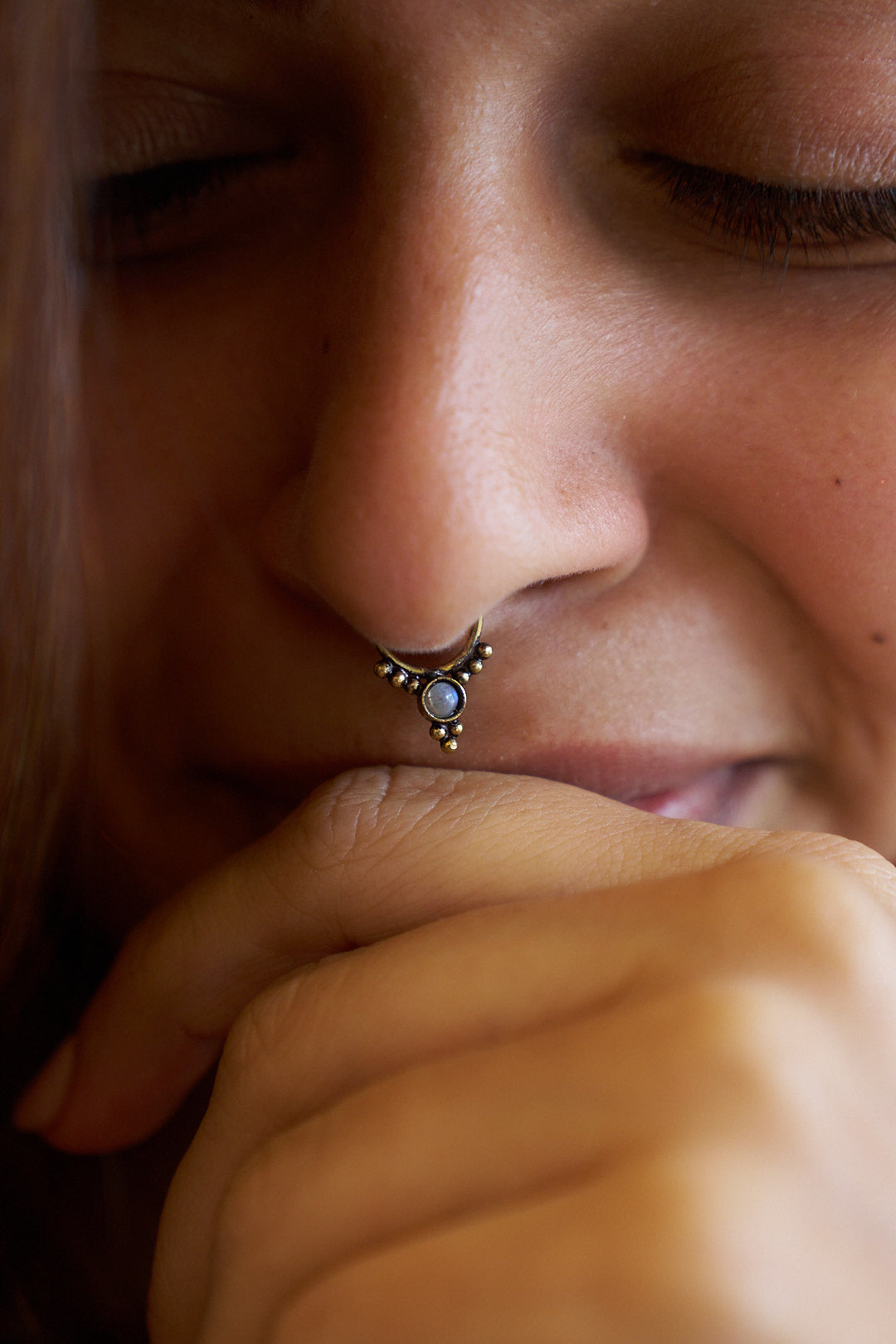 Soma Moonstone Press-On Brass Septum Ring