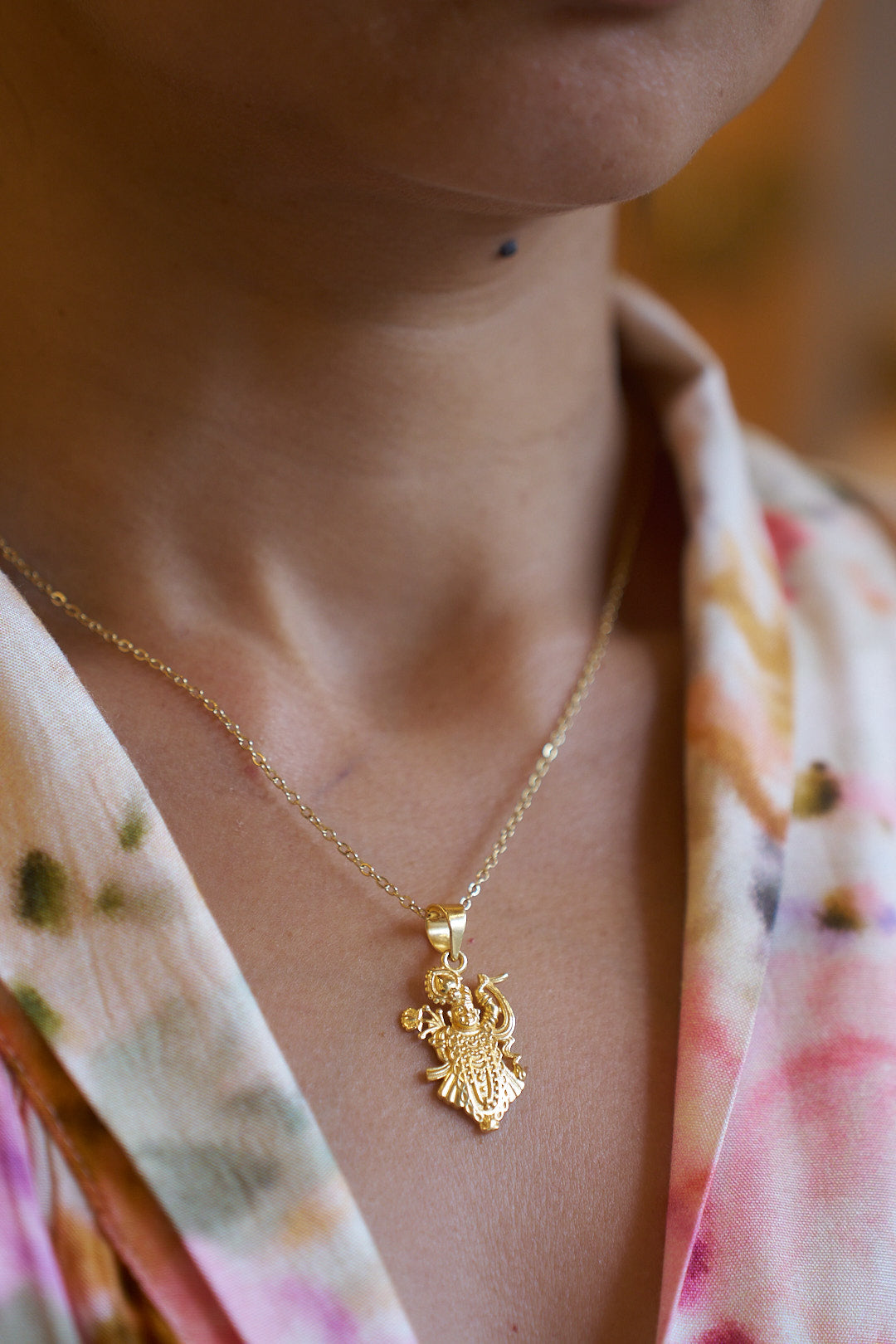Shrinathji Gold-Plated Brass Pendant Chain