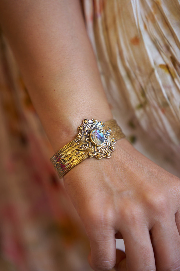 Sea Relic Abalone Shell Brass Cuff – Adjustable