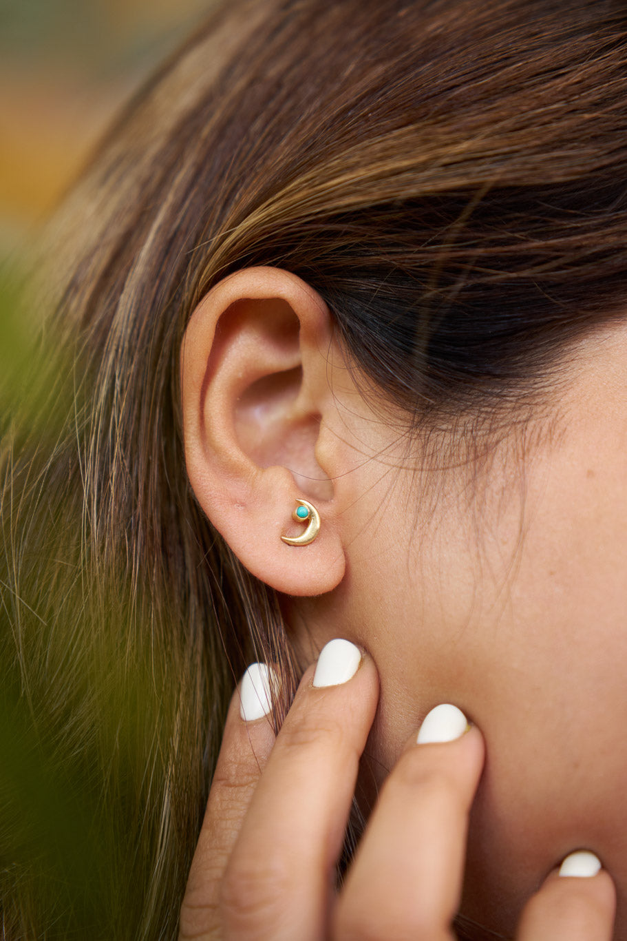 Turquoise moon studs