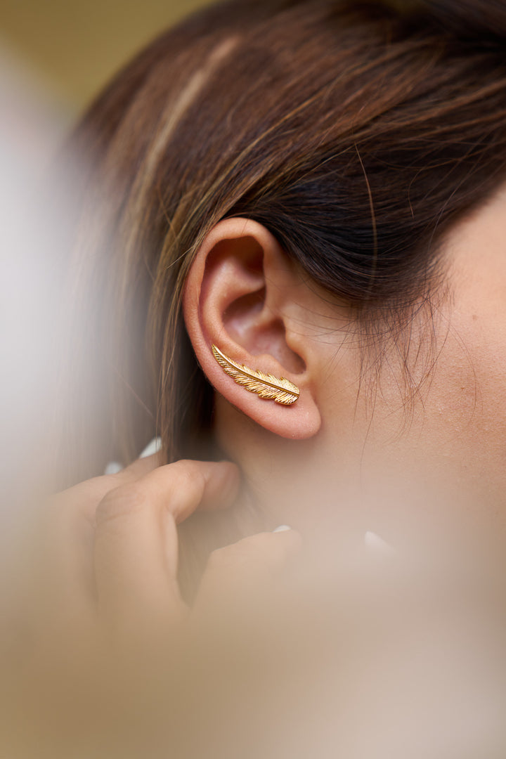 Fern slip on earrings- gold plated