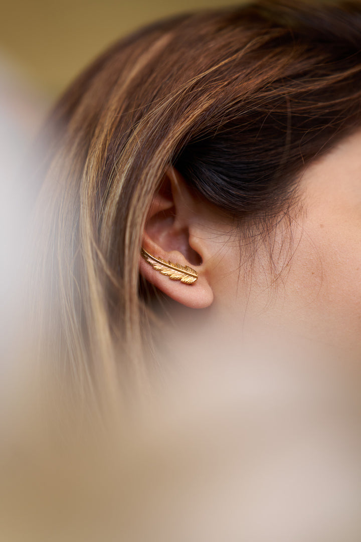 Fern slip on earrings- gold plated