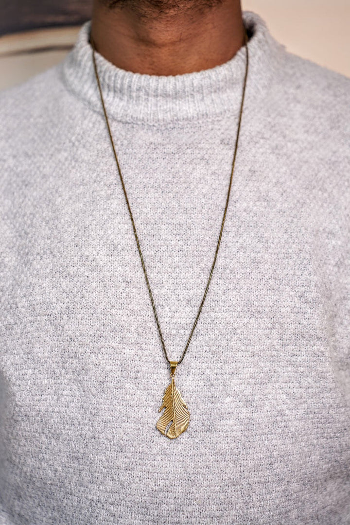 Boho feather long chain