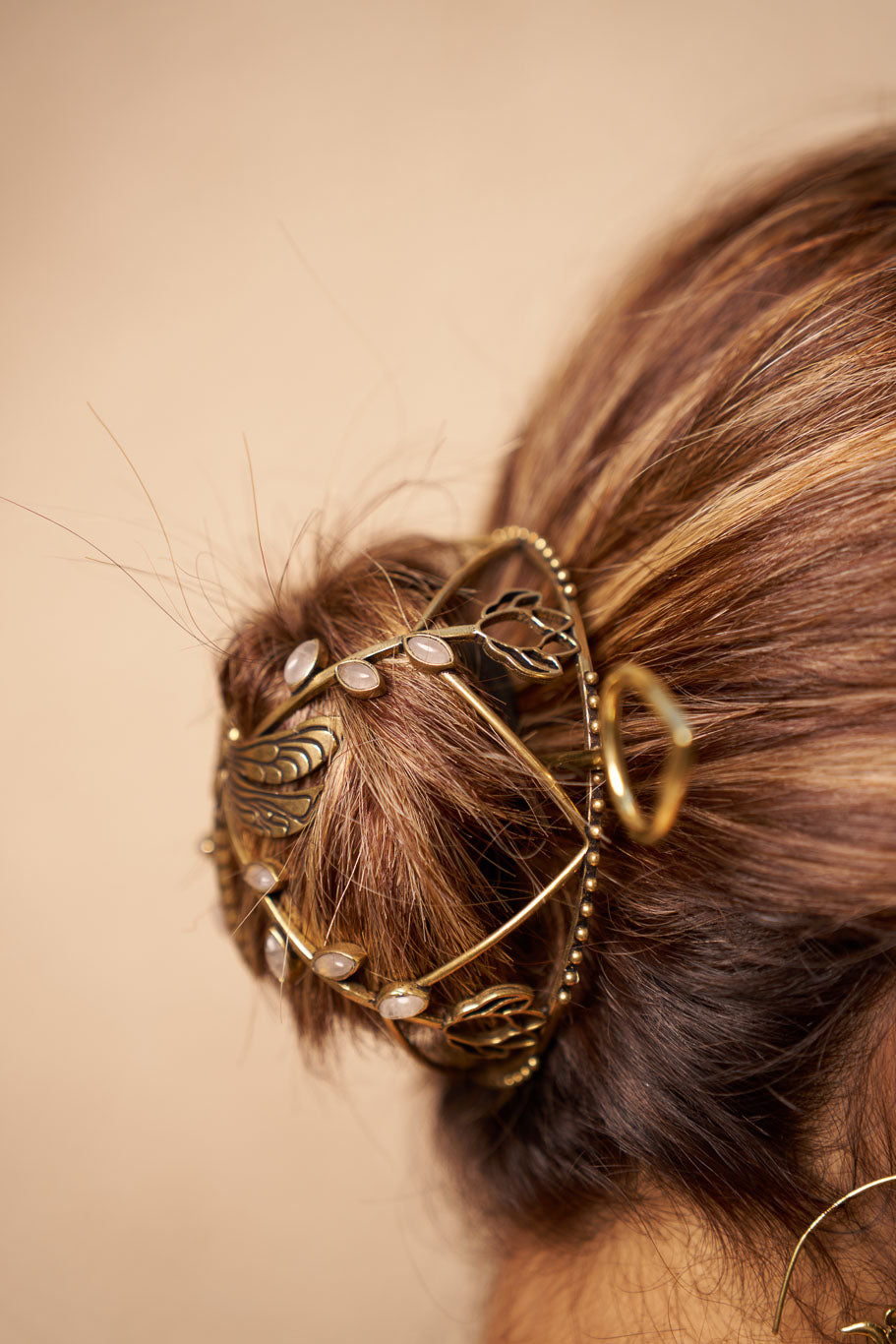 Moonstone dragonfly hair bun