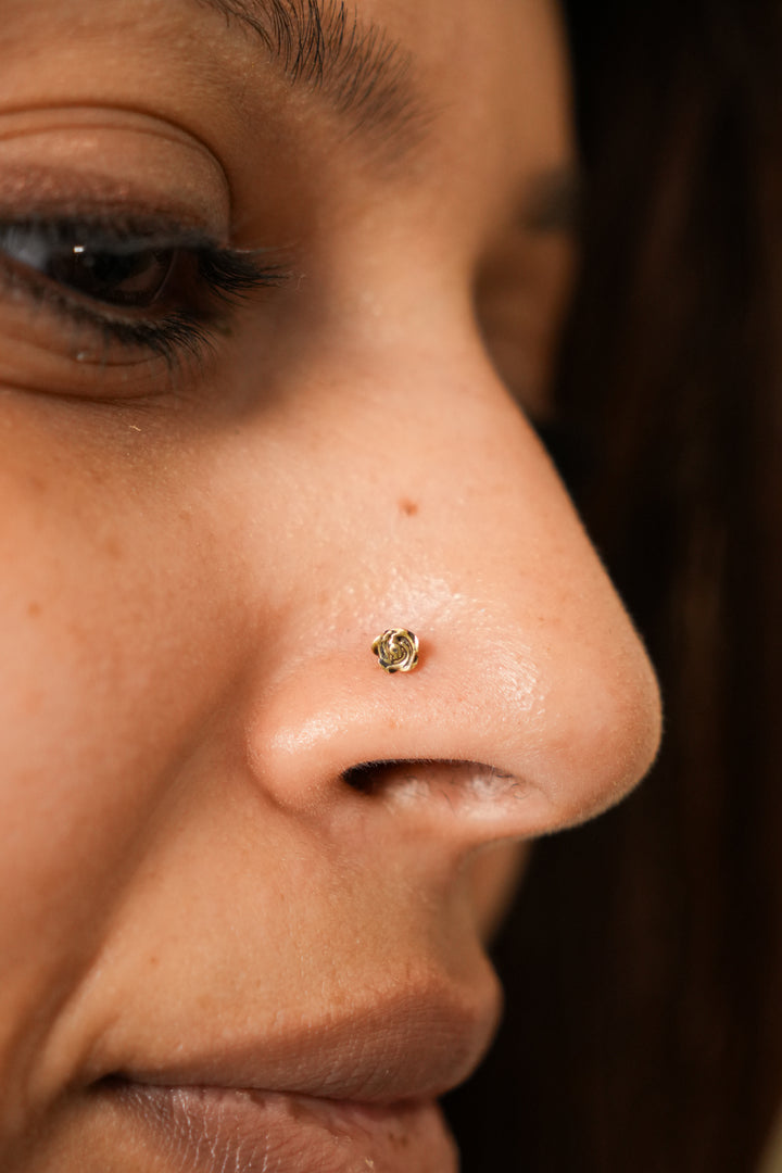 Rose brass pierced nose pin