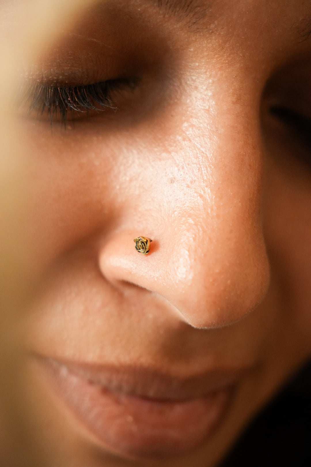 Rose brass pierced nose pin