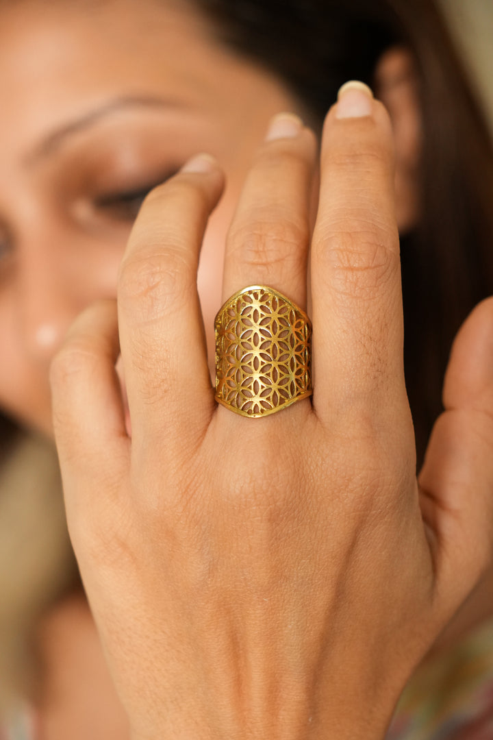 Flower of life thick band. Adjustable size 6-8