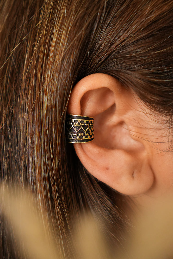 Antique tribal brass ear cuff- pair